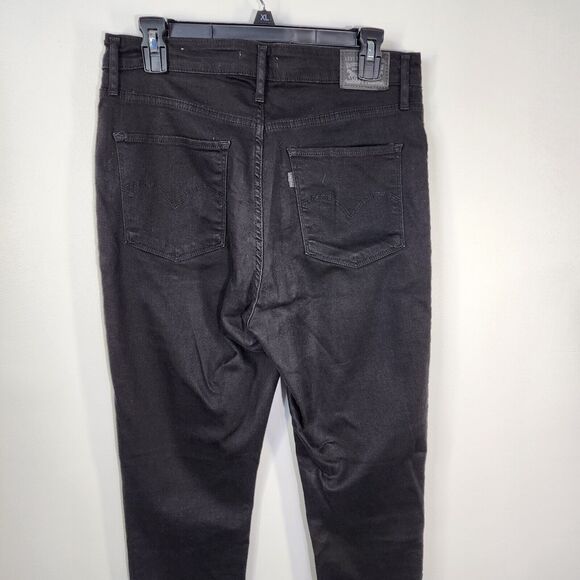 Levis Strauss Womens Jeans Size 32 L30 721 High Rise Skinny Denim Black Stretch - Picture 4 of 11